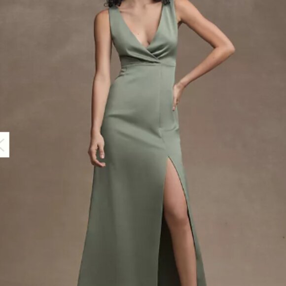 BHLDN piper v-neck dress in sage - Picture 1 of 1